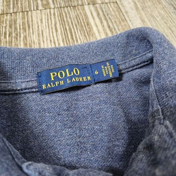 Polo Ralph Lauren Pony Logo Shirt No. 3 Boys Size 6 Heather Blue White Cotton - Picture 4 of 7